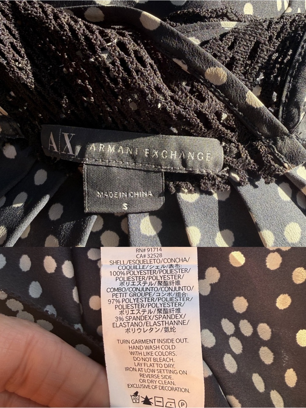 AX Armani Exchange Polka Dot Wrap Tank Blouse Small - Picture 9 of 9